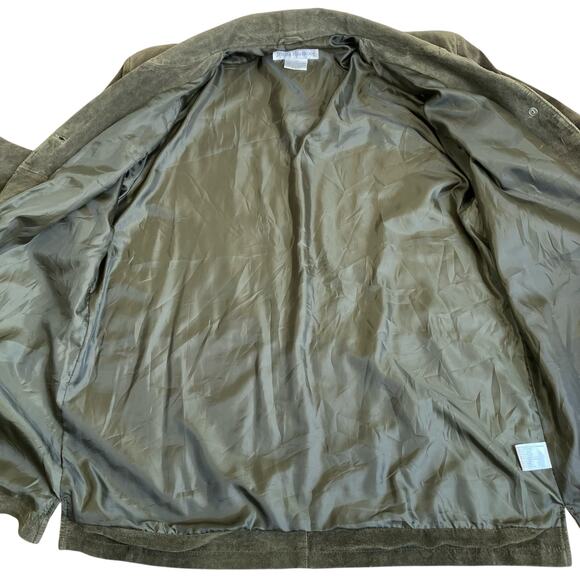 Jessica Holbrook Vintage Olive Green Thigh Length Suede Jacket Button Front - Picture 11 of 16